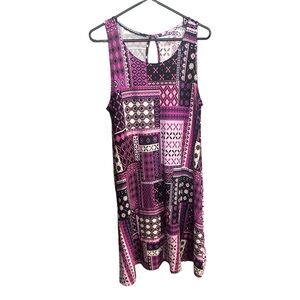 Bobbie Brooks Pink, Purple, and Black Patterned Dress